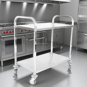 2 Tiers Commercial Catering Stainless Steel 201 304 Food Service Servicing Cart Trolley