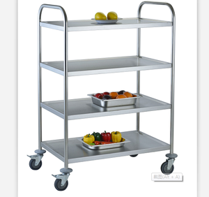 Stainless Steel Serving Trolley Four Tier Food Service Cart With Wheels