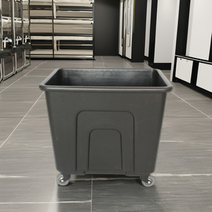 238L Mobile Black Laundry Trolley Modern Design Hotel Clean Linen Cart