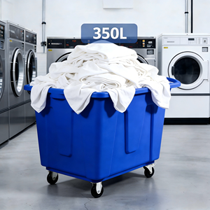 TER High Quality Plastic Commercial Laundry Cart Trolley 350L Capacity