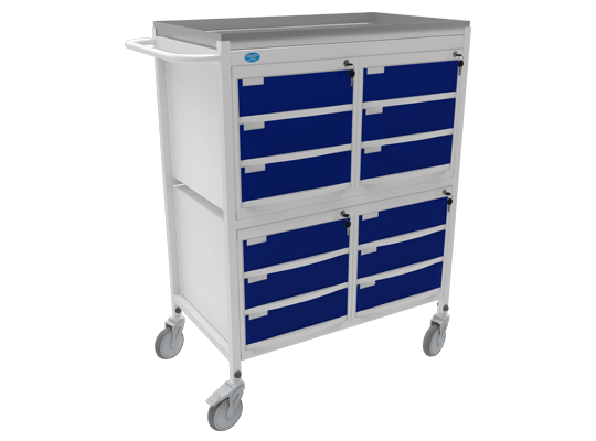 Medicine Trolley with 12 Molded Drawers